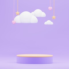 Pastel 3d rendering product backdrop with design space