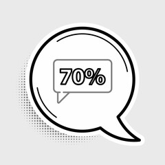 Line Seventy discount percent tag icon isolated on grey background. Shopping tag sign. Special offer sign. Discount coupons symbol. Colorful outline concept. Vector