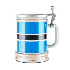 Beer mug with Botswanian flag, 3D rendering