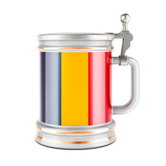 Beer mug with Chadian flag, 3D rendering