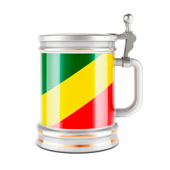 Fototapeta premium Beer mug with Congolese flag, 3D rendering