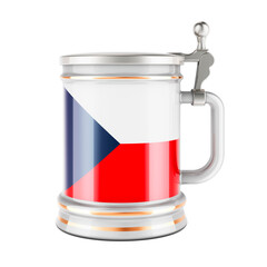 Beer mug with Czech flag, 3D rendering