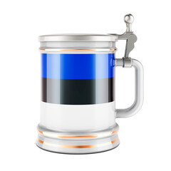 Beer mug with Estonian flag, 3D rendering