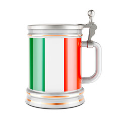 Beer mug with Irish flag, 3D rendering