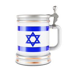 Beer mug with Israeli flag, 3D rendering