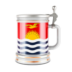 Beer mug with Kiribatian flag, 3D rendering
