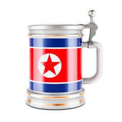 Beer mug with North Korean flag, 3D rendering