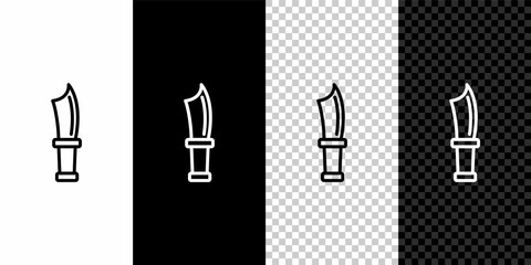 Set line Diving knife icon isolated on black and white, transparent background. Vector