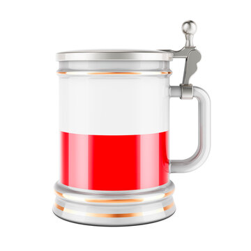 Beer mug with Polish flag, 3D rendering