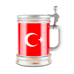 Beer mug with Turkish flag, 3D rendering