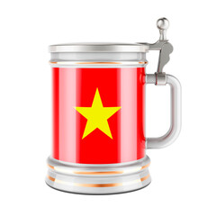 Beer mug with Vietnamese flag, 3D rendering