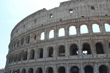Closeup shot of the Colosseum in Rome, Italy on a sunny day