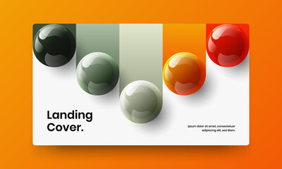 Fresh journal cover design vector illustration. Premium 3D balls corporate identity layout.