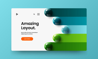Colorful front page design vector illustration. Modern realistic balls web banner layout.