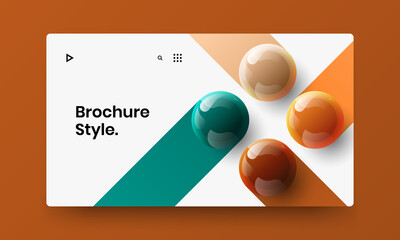 Bright company cover vector design layout. Amazing 3D spheres site illustration.