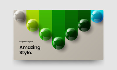 Creative company cover design vector template. Premium 3D balls front page illustration.