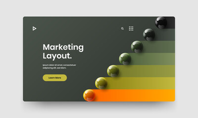 Geometric realistic balls company brochure illustration. Abstract web banner design vector layout.
