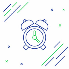 Line Alarm clock icon isolated on white background. Wake up, get up concept. Time sign. Colorful outline concept. Vector