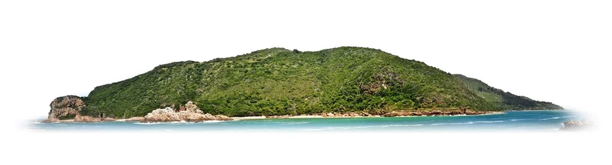 Foto op Canvas Panorama of an island in the ocean isolated on white background © Paper Street Studio/Wirestock Creators
