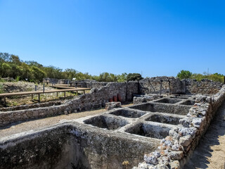 The Roman Ruins of Troia, Portugal.  The ruins, which include fish processing facilities, thermal...