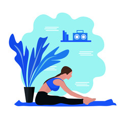 Sporty young woman doing pilates at home