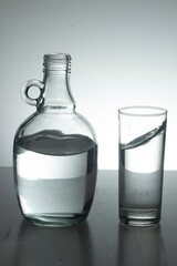 Water glass and bottle isolated