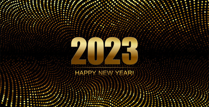 2023 New Year Abstract shiny color gold design element