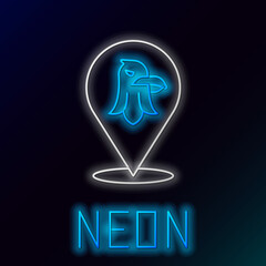 Glowing neon line Eagle icon isolated on black background. American Presidential symbol. Colorful outline concept. Vector