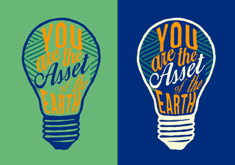 light bulb idea concept, typography design in bulb, men's t-shirt design with graphic