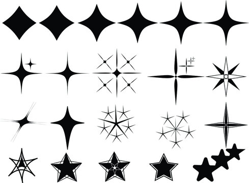 Vector set of Y2K stars and retro-futuristic elements  for decoration