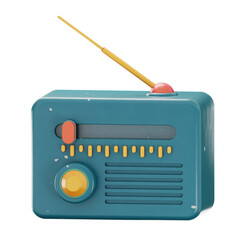 Premium vintage radio Technology Multi media icon 3d rendering on isolated background 