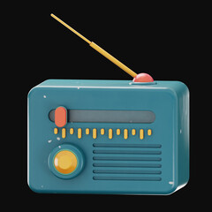 Premium vintage radio Technology Multi media icon 3d rendering on isolated background 