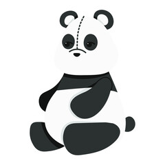 Cute teddy panda. Vector illustration in a flat style. Plush panda toy