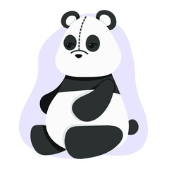 Cute teddy panda. Vector illustration in a flat style. Plush panda toy