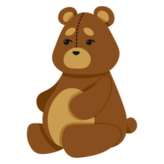 Obraz premium Cute teddy bear. Vector illustration in a flat style. Teddy bear toy