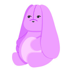 Cute stuffed rabbit. Vector illustration in a flat style. Plush toy bunny