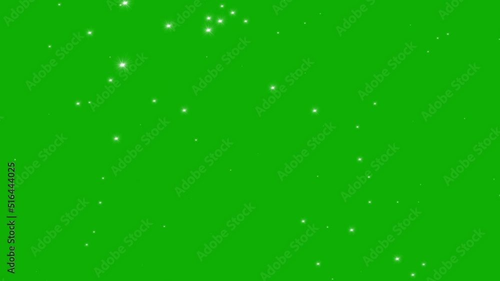 Poster animation of shiny sparkles appearing on a green background