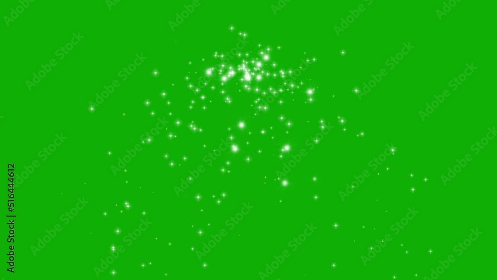 Poster animation of shiny sparkles appearing on a green background