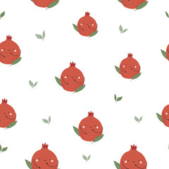 Seamless pattern with funny watermelon characters