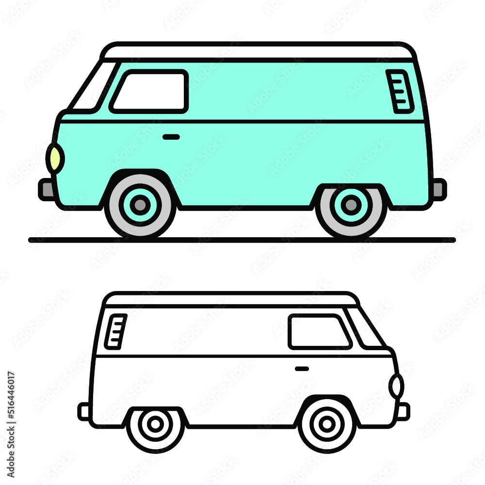 Wall mural vector illustration of a vintage delivery van