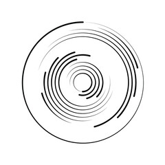 Abstract black speed lines in circle form. Vector illustration. Trendy design element for frame, logo, tattoo, sign, banners, web, prints, posters, template, pattern and abstract background
