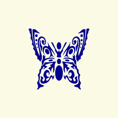 doodle butterfly vector art with blue color