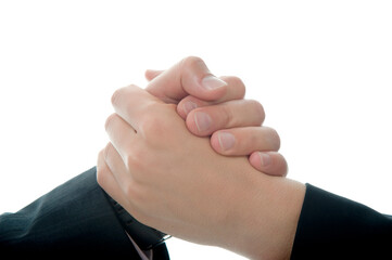 Businessmen are Celebrating Partnership on Isolated White Background