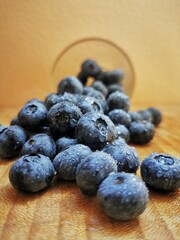 Fresh Blueberry fruits. Drops of water on organic blueberry