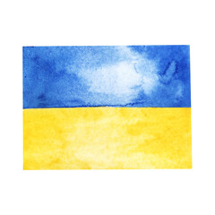 Painted Ukraine flag, watercolor hand drawn illustration