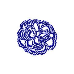 hand-drawn blue flower with vector craft template