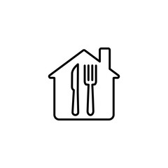 Dining hause. Business and Service. Food Center, Food Court, Cafeteria Service, Canteen or Restaurant Sign. Spoon, knif and fork vector icon. eps 10