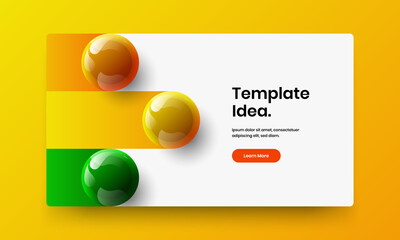 Multicolored realistic spheres site concept. Premium flyer design vector template.