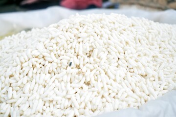A Close-up Puffed rice also known as Murmura or murmure in hindi served in a bowl background