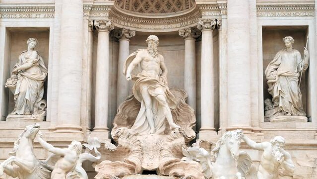 Trevi Fountain located in the centre of Rome, Italy. Sculptures, facade of the building